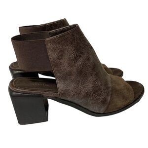 Urban outfitters heels chunky sling back leather brown size 9‎